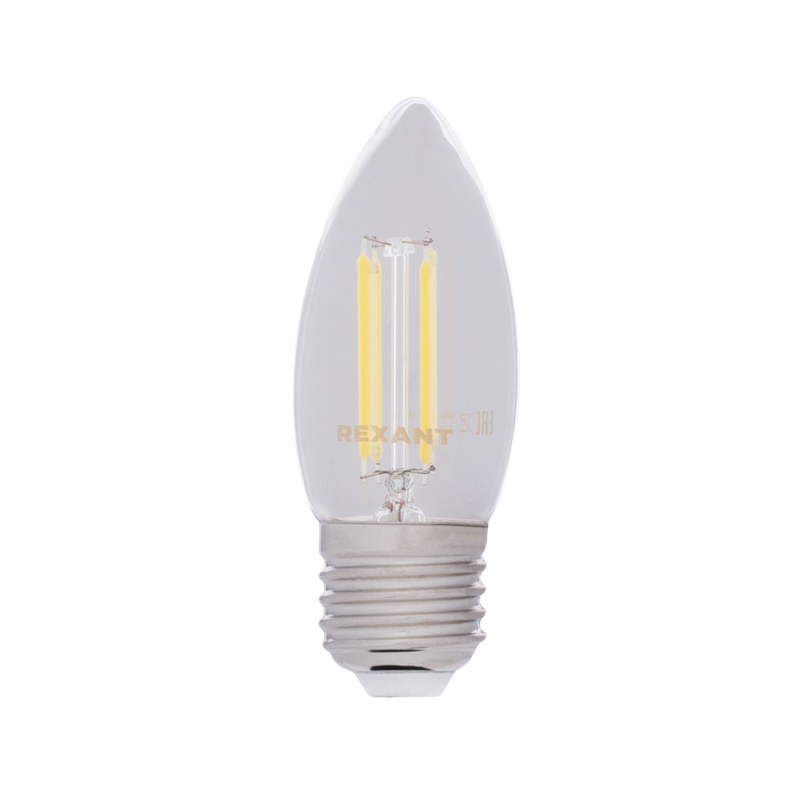 Лампа филаментная Свеча CN35 9.5 Вт 950 Лм 4000K E27 прозрачная колба Rexant 604-094 фото