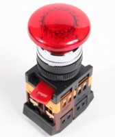 Кнопка AELA22 Грибок красный d22мм неон/240В 1з+1р ИЭК BBG20-AELA-K04 фото