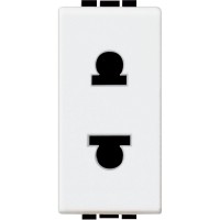 BTicino Living Light Белый Розетка б/з для узких вилок с защитными шторками евро-американский стандарт, 1 мод N4125 фото