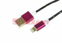 REXANT USB кабель для iPhone 5/6/7 моделей, шнур в тканевой оплетке черный 18-4245 фото