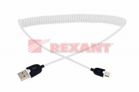 REXANT USB кабель универсальный microUSB шнур витой 1 м белый 18-4301 фото