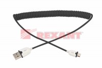 REXANT USB кабель универсальный microUSB шнур витой 1 м черный 18-4300 фото