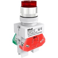 DEKraft Выключатель кнопочный ABLFP диам.22 мм LED кр. 24В AC/DC ВK-22 25070DEK фото