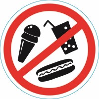 Наклейка запрещающий знак С продуктами питания вход запрещен 150*150 мм 56-0041 фото
