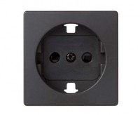 Simon S82 Накладка со шторками для розетки с заземлением Schuko 2Р+Е черного матового цвета Concept 8200041-098 фото