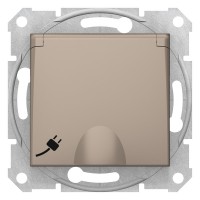 Sedna Титан Розетка 1-я с заземлением, с защитными шторками с крышкой SDN3100168 фото