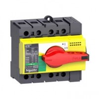 SE Interpact Выключатель-разъединитель INS40 3P красная рукоятка/желтая панель 28916 фото