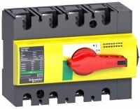 SE Compact INS/INV Выключатель-разъединительINS125 4П красная рукоятка/желтая панель 28927 фото