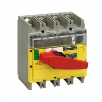 SE Compact INS/INV Выключатель-разъединительINV400 3П красная рукоятка/желтая панель 31190 фото
