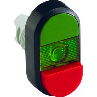ABB MPD Кнопка двойная MPD13-11G (зеленая/красная-выступающая) зеленая л инза с текстом (I/O) 1SFA611142R1102 фото