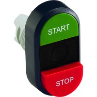 ABB MPD Кнопка двойная MPD15-11B (зеленая/красная-выступающая) непрозрач ная черная линза с текстом (START/STOP) 1SFA611144R1106 фото