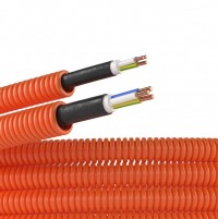 DKC Электротруба ПНД гибкая гофр. д.16мм, цвет оранжевый, с кабелем ВВГнг(А)-LS 3х1,5мм² РЭК 