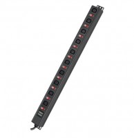 DKC Блок распределения питания вертикальный для 19 шкафов, 10A10 Х С13, защита от перегрузки, индикатор тока, вх. разъём С1