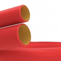 DKC Двустенная труба ПНД гибкая для кабельной канализации д.75мм с протяжкой, SN10, 490Н,  в бухте 72м, цвет красный 12197572 фото