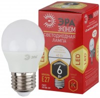 ЭРА ECO LED Р45-6W-827-E27 Лампа (диод, шар, 6Вт, тепл, E27) Б0020629 фото