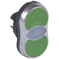 Legrand Osmoz Головка с двойными кнопками ∅ 22,3 с подсветкой потайной/потайной толкатель зеленый/зеленый 024071 фото