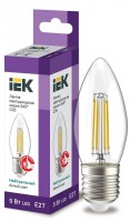 IEK Лампа LED C35 свеча прозрачный 5Вт 230В 4000К E27 серия 360° LLF-C35-5-230-40-E27-CL фото