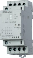 Finder Модульный контактор; 2NO+2NC 25А; контакты AgSnO2; катушка 12В АС/DC; ширина 35мм; степень защиты IP20; опции: переключатель Авто-Вкл-Выкл + ме 223400124640 фото