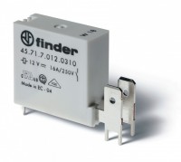 Finder Низкопрофильное миниатюрное электромеханическое реле; монтаж на печатную плату; выводы с шагом 5мм + Faston 250(6.3x0.8мм); 1NC 16A; контакты A 457170060410 фото