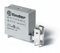 Finder Низкопрофильное миниатюрное электромеханическое реле; монтаж на печатную плату; выводы с шагом 5мм + Faston 250(6.3x0.8мм); 1NO 16A; контакты A 459170240310 фото