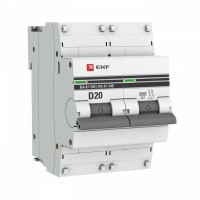 EKF Автоматический выключатель 2P 20А (D) 10kA ВА 47-100 PROxima mcb47100-2-20D-pro фото