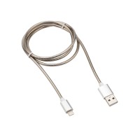 REXANT Кабель USB-Lightning для iPhone 2A/1m/metall/steel matt/ 18-7057 фото