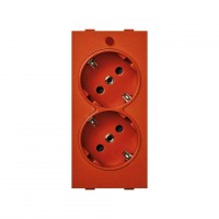 Simon Connect Розетка двойная с заземлением и шторками Schuko 2Р+Е 16A 250В~ оранжевого цвета с винтовым подключением S1-7 фото