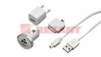 REXANT Комплект СЗУ, АЗУ, кабель miniUSB-USB, переходник microUSB 30 pin белый 18-1197 фото
