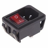 REXANT Выключатель клавишный 250V 10А (4с) ON-OFF красный с подсветкой и штекером C14 3PIN 36-2270 фото
