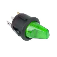 REXANT Выключатель клавишный круглый 12V 16А (3с) ON-OFF зеленый  с подсветкой 36-2593 фото