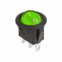 REXANT Выключатель клавишный круглый 12V 20А (3с) ON-OFF зеленый  с подсветкой 36-2588 фото