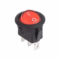 REXANT Выключатель клавишный круглый 12V 20А (3с) ON-OFF красный  с подсветкой 36-2585 фото