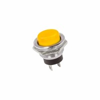 Выключатель-кнопка металл 250V 3А (2с) (ON)-OFF Ø16.2 желтая Rexant 36-3354 фото