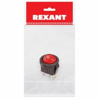 REXANT Выключатель клавишный круглый 250V 3А (3с) ON-OFF красный  с подсветкой  Micro  (RWB-106, SC-214)   Индивидуальная упаковка 1 шт 36-2530-1 фото