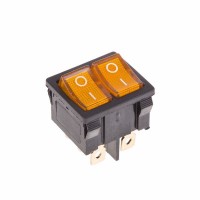 REXANT Выключатель клавишный 250V 6А (6с) ON-OFF желтый с подсветкой ДВОЙНОЙ  Mini 36-2162 фото