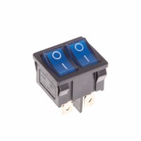 REXANT Выключатель клавишный 250V 6А (6с) ON-OFF синий с подсветкой ДВОЙНОЙ  Mini 36-2161 фото