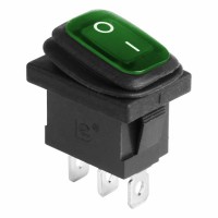 REXANT Выключатель клавишный 250V 6А (3с) ON-OFF зеленый  с подсветкой  Mini ВЛАГОЗАЩИТА 36-2178 фото