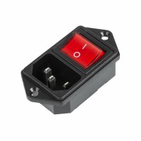 REXANT Выключатель клавишный 250 V 16 А (4с) ON-OFF красный с подсветкой и штекером C14 3PIN 36-2282 фото
