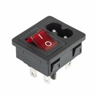 REXANT Выключатель клавишный 250 V 6 А (4с) ON-OFF красный с подсветкой и штекером C8 2PIN 36-2285 фото