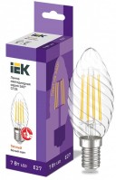 IEK Лампа LED CT35 свеча витая 7Вт 230В 3000К E27 серия 360° LLF-CT35-7-230-30-E27-CL фото
