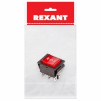 REXANT Выключатель клавишный 250V 15А (6с) ON-OFF-ON красный  с подсветкой и нейтралью (RWB-509, SC-767)  REXANT Индивидуальная упаковка 1 шт 36-2390-1 фото