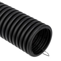 Труба гофрированная из ПНД, с зондом, черная, Ø50 мм (бухта 15 м/уп.) Rexant 28-0050-3 фото