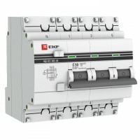 EKF Дифференциальный автомат АД-32 3P+N 50А/100мА (хар. C, AC, электронный, защита 270В) 4,5кА PROxima DA32-50-100-4P-pro фото
