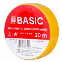 EKF Basic Изолента класс В (0,13х15мм) (20м.) желтая plc-iz-b-y фото