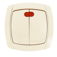 EKF Париж Выключатель 2-клавишный с индикатором 10А бежевый Simple ESV10-123-20 фото