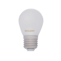 REXANT Лампа филаментная  Шарик GL45 9.5 Вт 915 Лм 2700K E27 матовая колба 604-135 фото
