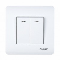 CHINT 2-клавишный проходной выключатель с LED-подсветкой 10А 250В NEW3 715386 фото