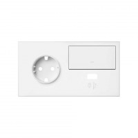 Simon 100 Белый матовый  Кит 2 поста, фронт. Накладка на 1 розетку Schuko (справа) + 1 з/у USB SC + 1 клавиша выключателя 10020206-230 фото