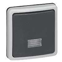 Legrand Plexo серый выключатель 1-клавишный кнопочный с/п,встраиваемый,в сборе,10А, IP66 090482 фото