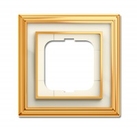 ABB BJE Династия Полированная латунь/Белое стекло Рамка 1-ая 2CKA001754A4560 фото